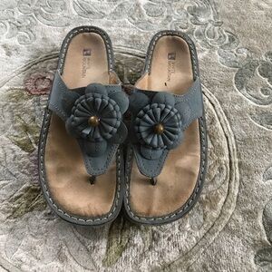 White Mountain Slate Blue Sandals with 3D Floral design